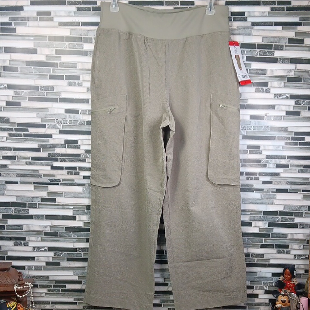 Sage Collective M Wide-Leg Ribbed Cargo Pants Green Zipped Pockets Gym Wear